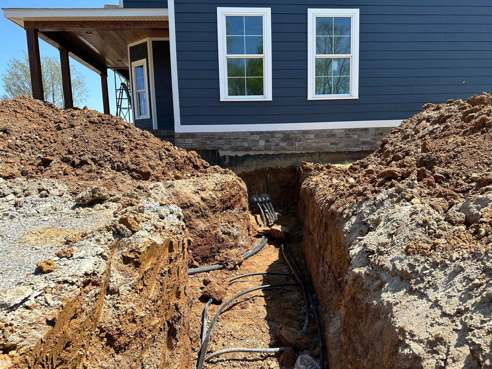 Geothermal,Ground,Loop,Installation,In,New,Home